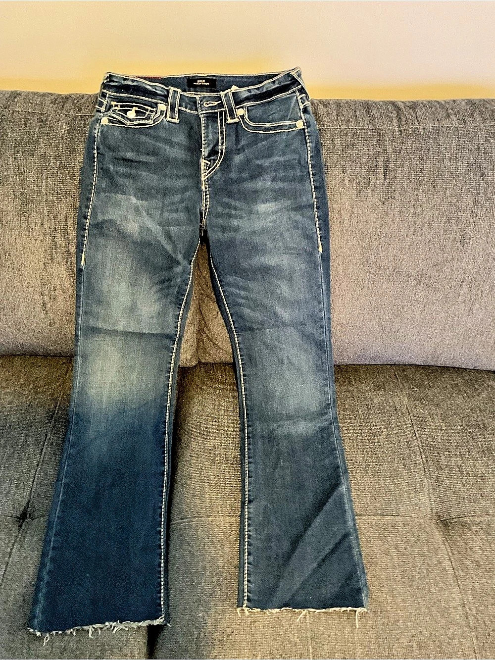 True Religion BILLIE Mid Rise Straight Leg Jeans in Blue